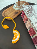 Marque-page orange en crochet – Cadeau artisanal idéal pour lecteurs et Coran