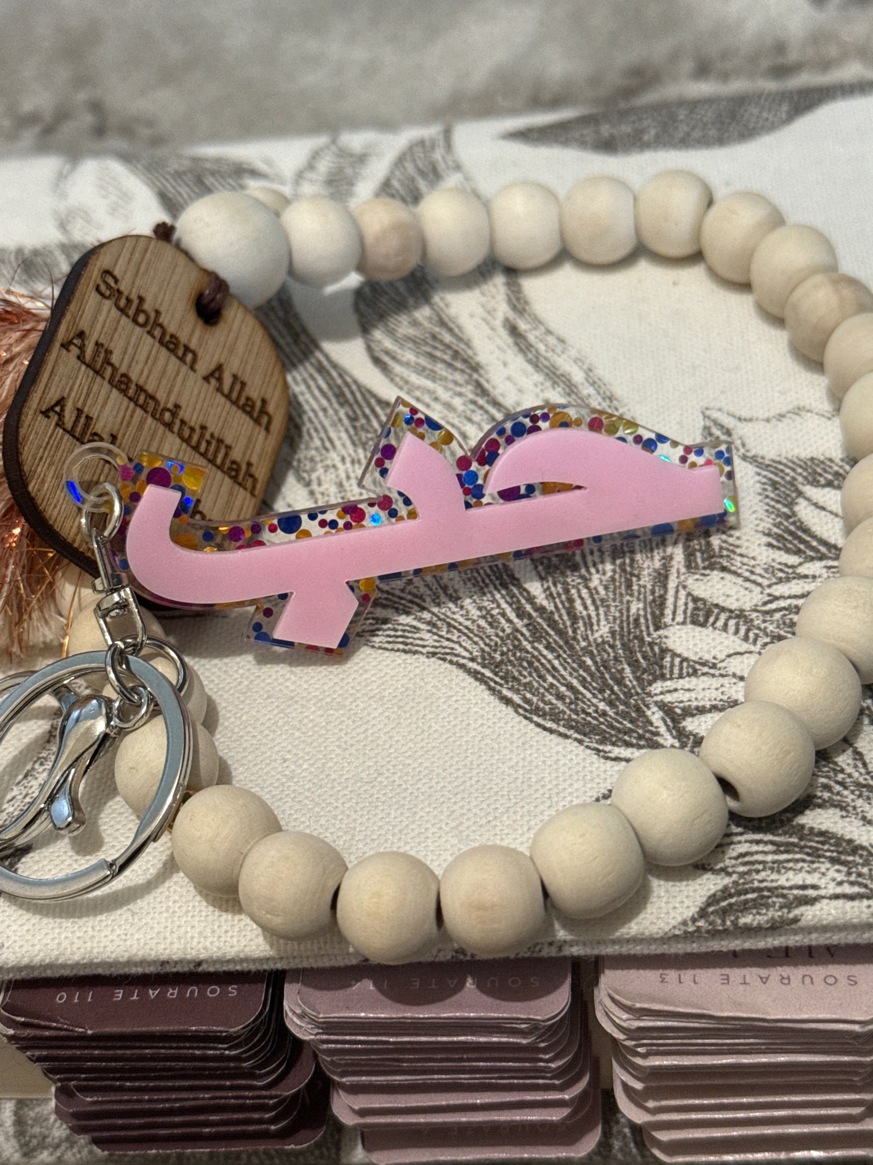 Porte clés amour arabe rose paillete