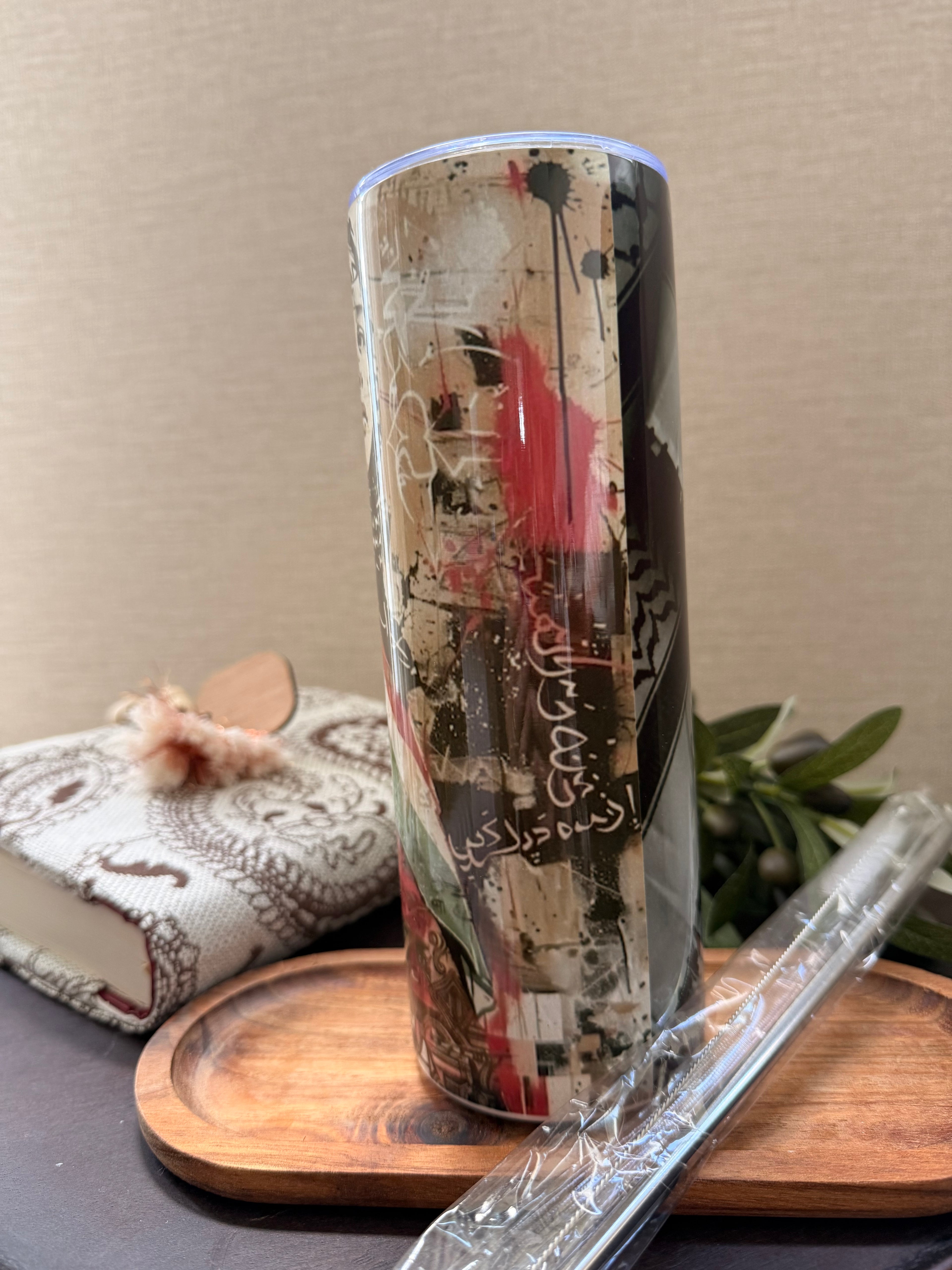 Gobelet Thermos Palestine– Modèle Avec Paille