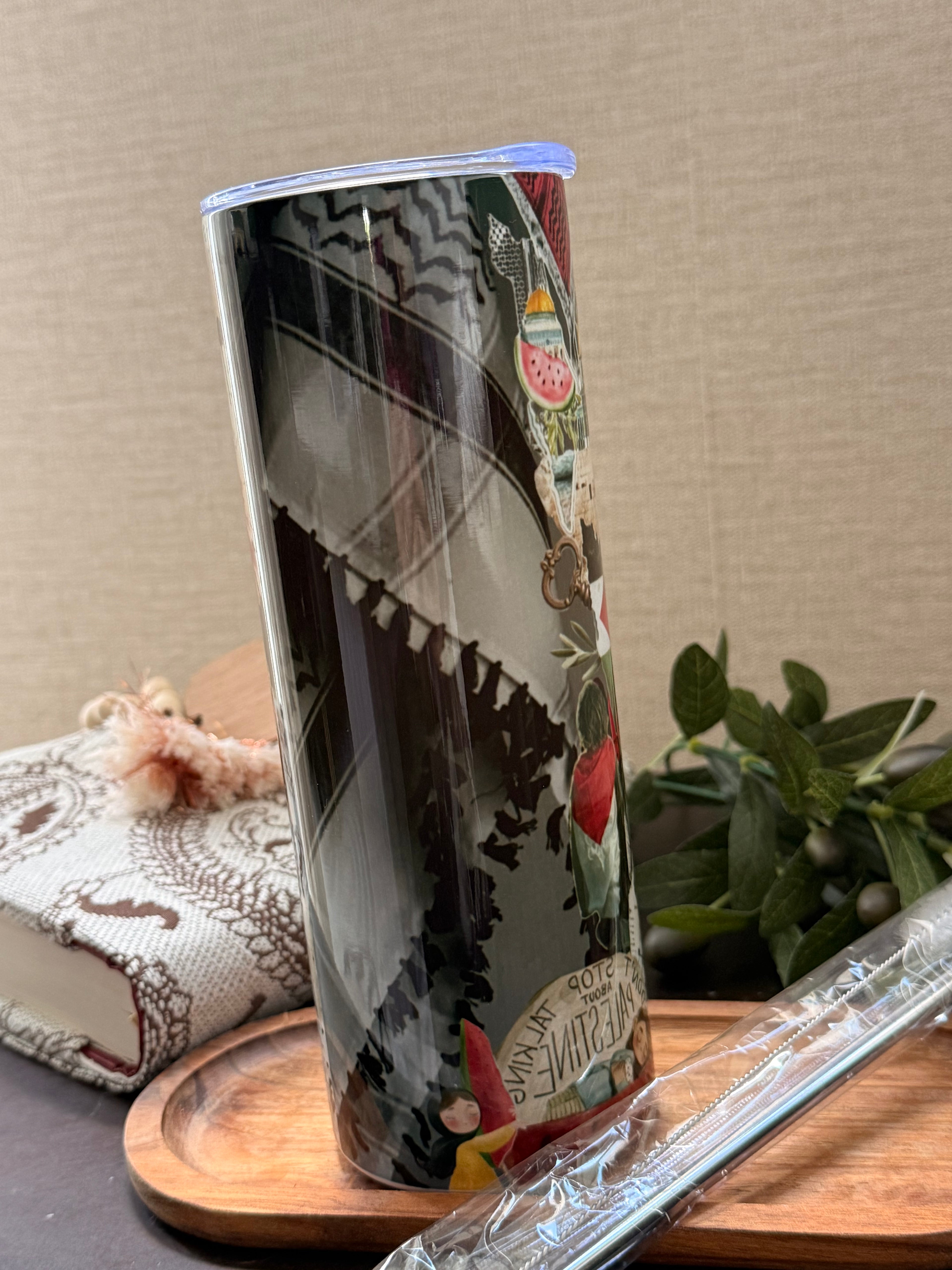 Gobelet Thermos Palestine– Modèle Avec Paille