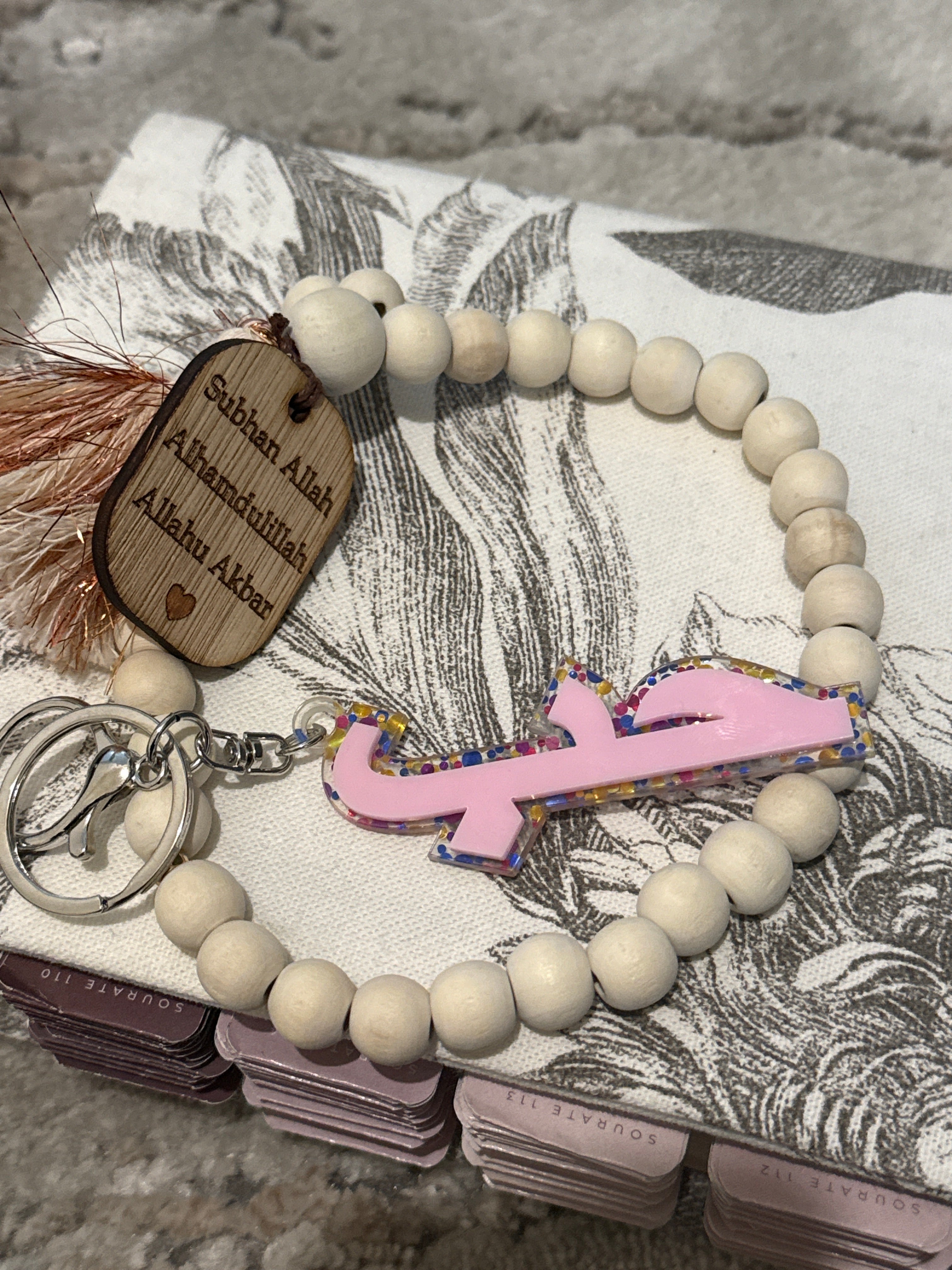 Porte clés amour arabe rose paillete