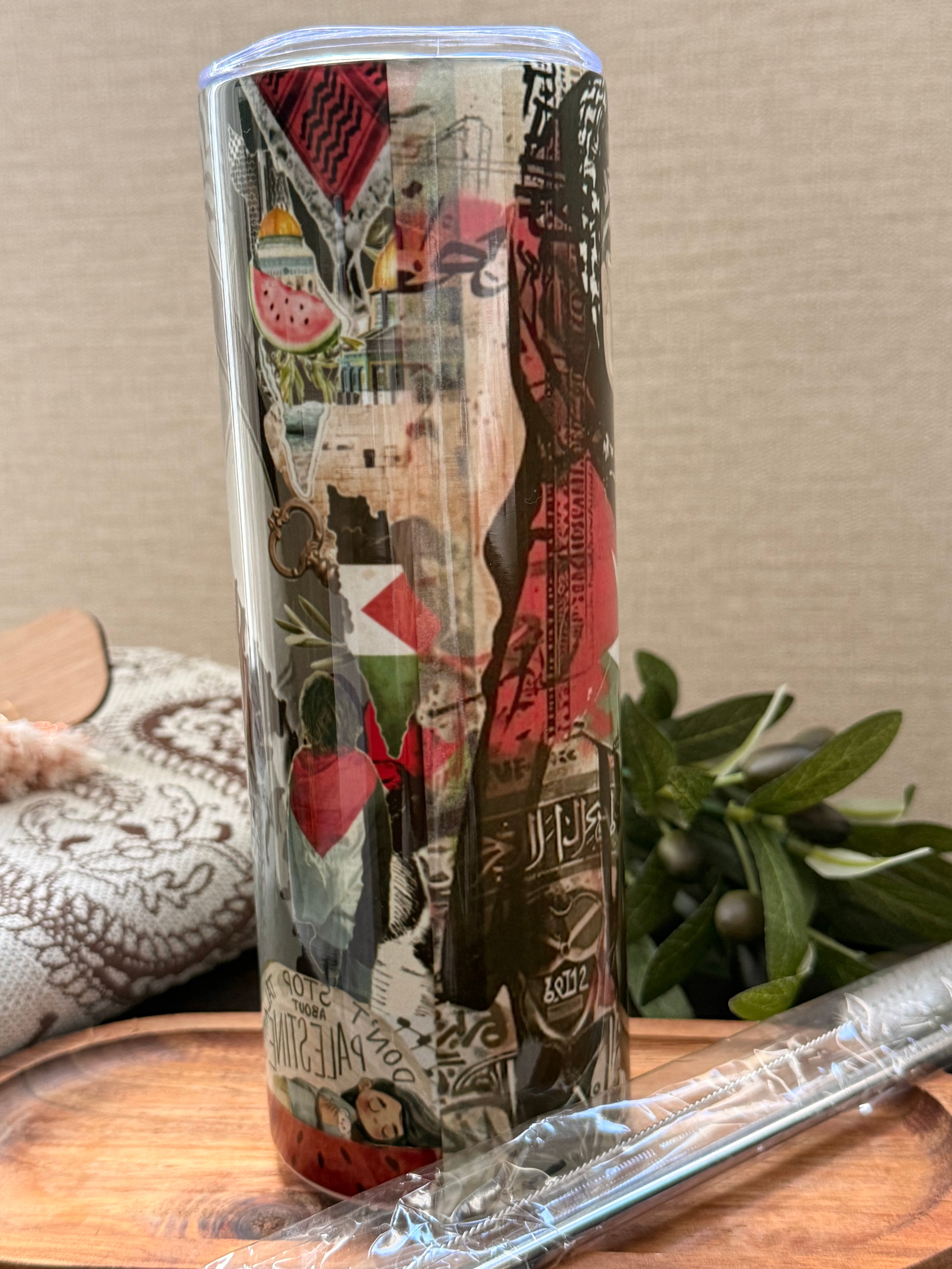 Gobelet Thermos Palestine– Modèle Avec Paille