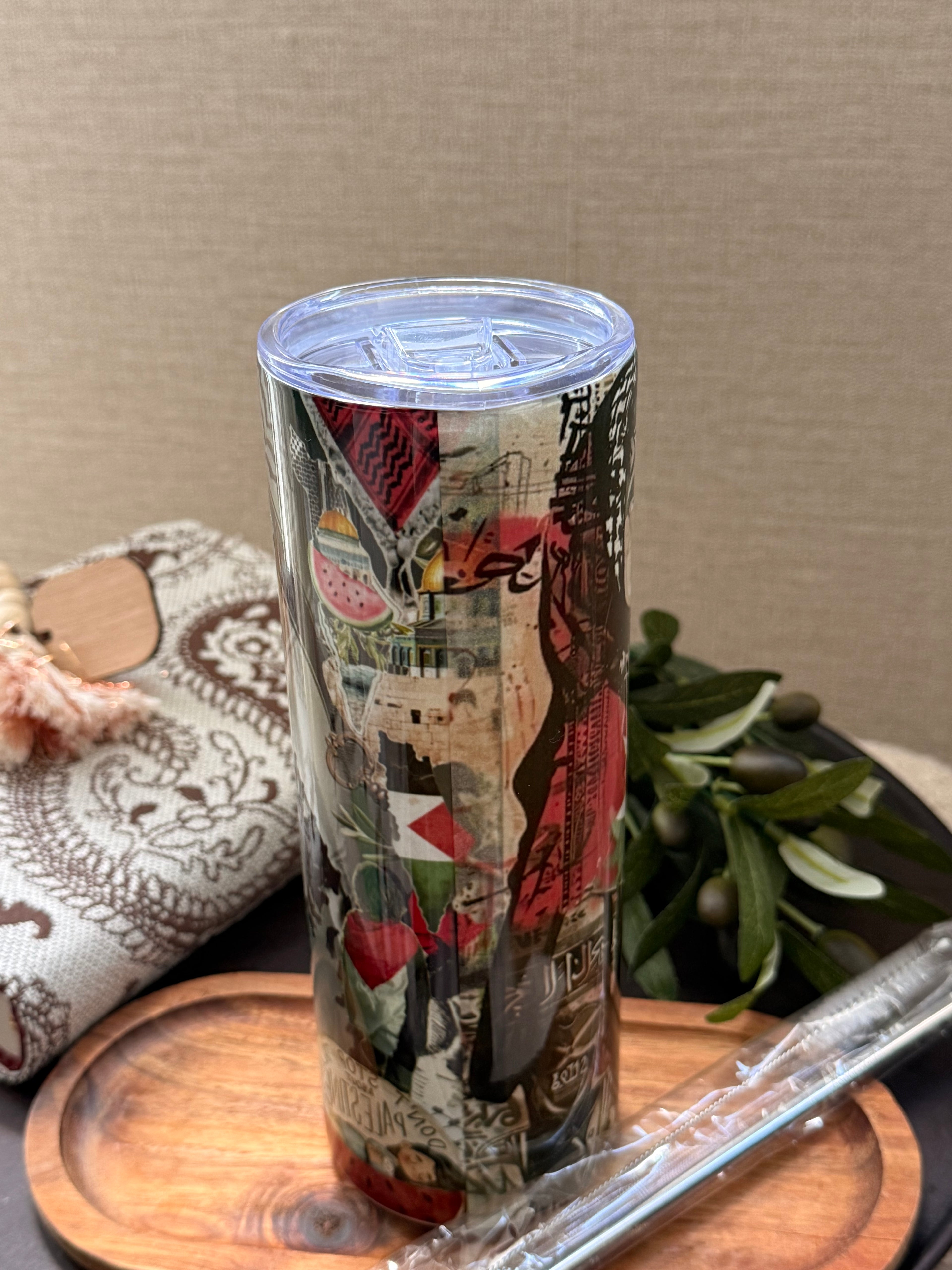 Gobelet Thermos Palestine– Modèle Avec Paille