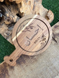 Mini plateau en bois Ihsan – Sous-tasse gravé feuille d’olivier (pièce unique)