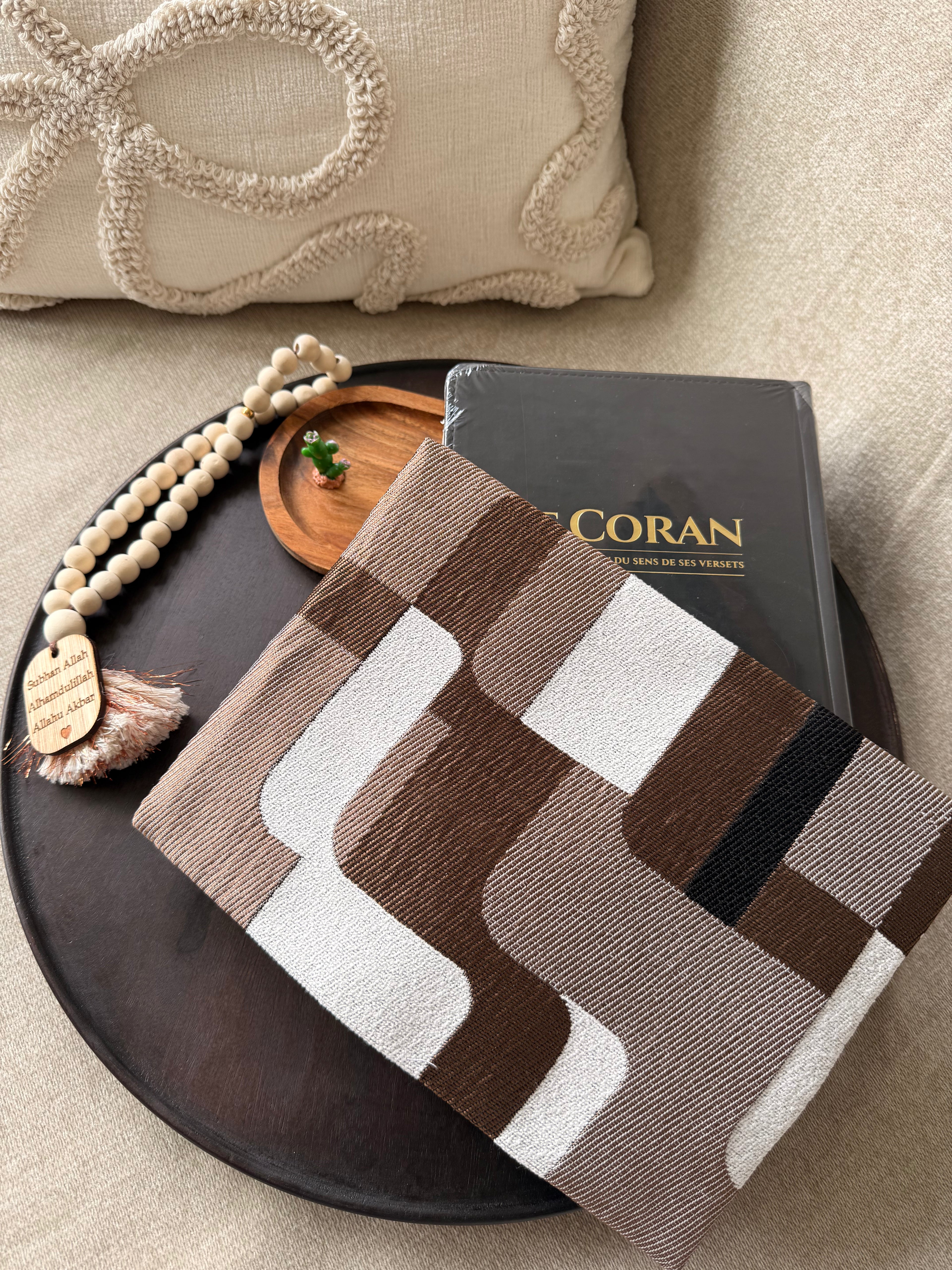 Protège coran - chocolaté - réversible - tawbah moyen