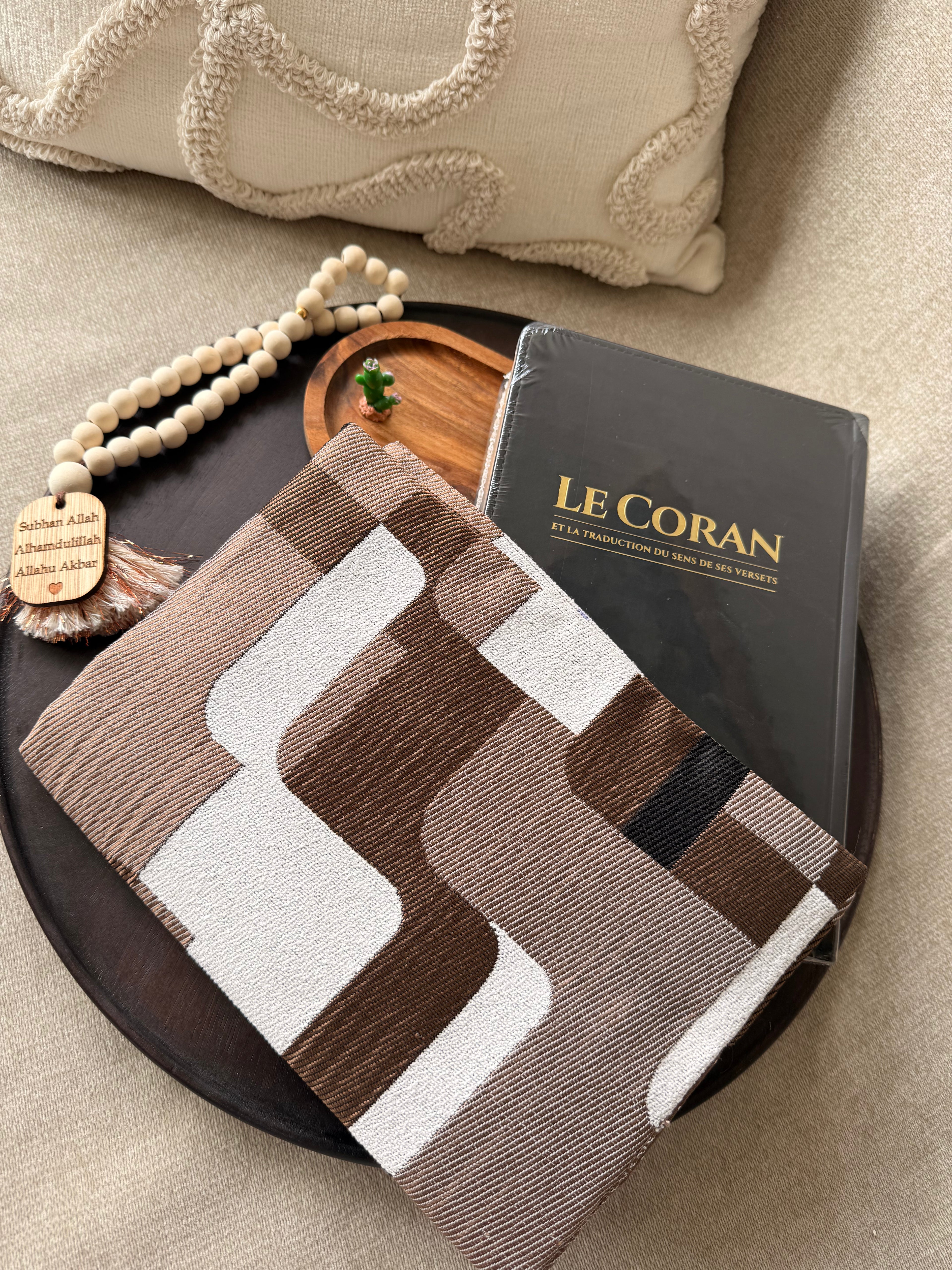 Protège coran - chocolaté - réversible - tawbah moyen