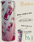 Gobelet Thermos Rose – Modèle Avec Paille